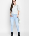 Shop White&Navy Cotton Fabric Striped Regular Fit Shirt For Women