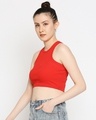 Shop Women's Sleeveless Red Ribbed Crop Top-Design