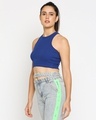 Shop Women's Sleeveless Royal Blue Ribbed Crop Top-Full