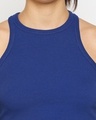 Shop Women's Sleeveless Royal Blue Ribbed Crop Top