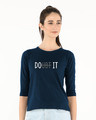 Shop Do It Round Neck 3/4th Sleeve T-Shirt-Front