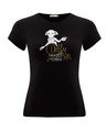 Shop Dobby Half Sleeve Printed T-Shirt Black (HPL) (Gold Print)-Front