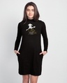 Shop Dobby High Neck Pocket Dress Black (HPL) (Gold Print)-Front