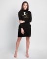 Shop Dobby High Neck Pocket Dress Black (HPL) (Gold Print)-Design