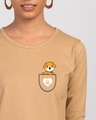 Shop Dog Paw Pocket Round Neck 3/4th Sleeve T-Shirt-Front