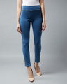 Shop Women's Blue Super Skinny Fit Jeggings-Front