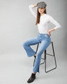 Shop Women Image Of A Girl Wide Leg Knee Ripped Jeans