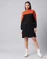 Shop Women's Black & Brown Walking Contradiction Colorblock Jumper Dress-Front