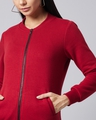 Shop Women's Maroon One More Try Bomber Jacket-Full