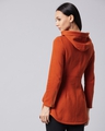Shop Women's Orange Double Standard Wide Collared Long Jacket-Design