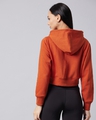 Shop Women's Orange Role With It Hooded Crop Sweatshirt-Design