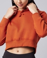 Shop Women's Orange Role With It Hooded Crop Sweatshirt-Full