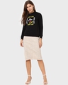 Shop Women's Black Don't Care Mickey Graphic Printed Sweater