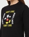 Shop Women's Black Don't Care Mickey Graphic Printed Sweater