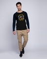 Shop Don't Care Mickey Full Sleeve Raglan T-Shirt (DL) Navy Blue-Black-Design