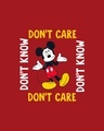 Shop Don't Care Mickey Round Neck 3/4 Sleeve T-Shirt (DL) Bold Red