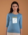 Shop Don't Give A Damn Round Neck 3/4th Sleeve T-Shirt-Front