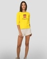 Shop Don't Give A Sip Round Neck 3/4th Sleeve T-Shirt Pineapple Yellow-Design