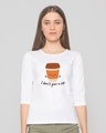 Shop Don't Give A Sip Round Neck 3/4th Sleeve T-Shirt White-Front