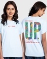 Shop Women's Blue Don't Grow Up Typography Boyfriend T-shirt-Front