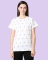 Shop Women's White Donald Duck AOP Boyfriend T-shirt-Front