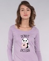Shop Donut Disturb Panda Scoop Neck Full Sleeve T-Shirt-Front