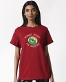 Shop Women's Red Donut Touch Typography Boyfriend T-shirt-Front