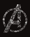 Shop Doodled Avengers Round Neck Vest Black (AVL) (GID)
