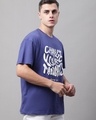 Shop Men's Blue Change Thoughts Typography Super Loose Fit T-shirt-Full
