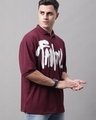 Shop Men's Maroon Famous Typography Super Loose Fit Polo T-shirt-Full