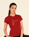 Shop Dreamer Feathers Half Sleeve Printed T-Shirt Bold Red-Front