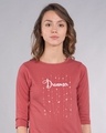 Shop Dreamer Hearts Round Neck 3/4th Sleeve T-Shirt-Front