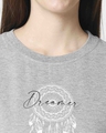 Shop Women's Grey Dreamer Leaves Graphic Printed Relaxed Fit Lounge T-shirt