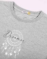 Shop Women's Grey Dreamer Leaves Graphic Printed Relaxed Fit Lounge T-shirt