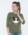 Shop Dressy Panda Round Neck 3/4th Sleeve T-Shirt-Front