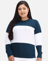 Shop DRY STATE - BEYOUND SIZE Color Block Women Round Neck Dark Blue White T-Shirt-Front