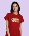 Shop Duck Happy Vibes Boyfriend T-Shirt (DL) Bold Red-Front