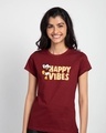 Shop Duck Happy Vibes Half Sleeve T-Shirt (DL) Scarlet Red-Front