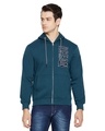 Shop Blue Men Full Zipper Sweatshirt-Front