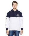 Shop Men Navy Hooded Sweatshirt-Front
