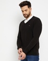 Shop Men's Black  V Neck Sweater-Full