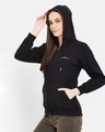 Shop Women's Black Full Sleeve Hood Smart Fit Sweatshirt-Front