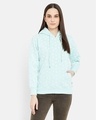 Shop Women's Blue Full Sleeve Hood Smart Fit Sweatshirt-Front