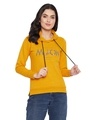 Shop Women's Mustard Full Sleeve Hood Smart Fit Sweatshirt-Front