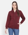 Shop Women's Wine Full Sleeve Hood Smart Fit Sweatshirt-Front