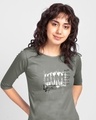 Shop Women's Grey Dumble Army 3/4th Sleeve Graphic Printed Slim Fit T-shirt-Front