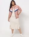 Shop Dusty Pink Plus Size Fashion Color Block Windcheater-Full