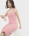 Shop Women's Dusty Pink Sleeveless Bodycon Slim Fit Dress-Front