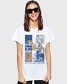 Shop Women's White Dynamic Duo Graphic Printed Boyfriend T-shirt-Front