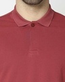 Shop Earth Red Half Sleeve Contrast Polo